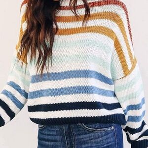 Lulu's Striped Crew Neck Sweater in Colorful Retro Style